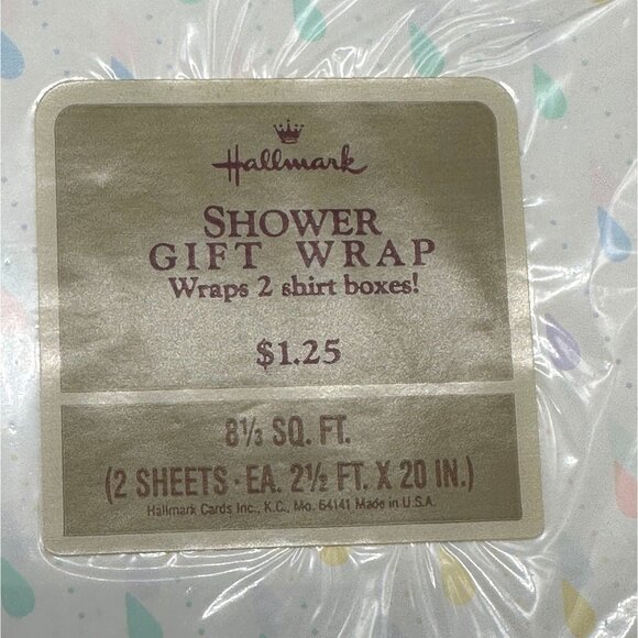 Vintage Gift Wrapping Paper Bears Baby Shower Gift New Old Stock Rainbow 1990s - Picture 5 of 10